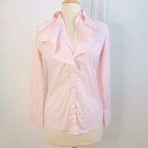 Banana Republic Pink Stripe Riley Long Sleeve Ruffle Top Blouse Shirt 4 S Small